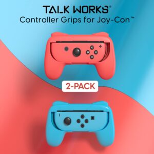 TALK WORKS Comfort Grips for Nintendo Switch Joy-Con - Secure Fit Gaming Controller Grips, Gamer Accessories for Joy-Con, Handheld Joystick Remote Control Holder Joy-Con Kit - Blue/Red Combo (2 Pack)