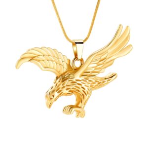 cremation ashes jewelry,eagle shaped memorial urn necklace for ashes keepsake pendant necklace for men women cremation necklace(gold)