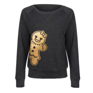 instant message - gingerbread woman - ladies lightweight french terry pullover - size large heather charcoal