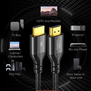 CableCreation 8K HDMI 2.1 Cable, HDMI for PS4 (48Gbps, 8K@60Hz) - 3.3 Feet, Xbox Series X HDMI Cable, eARC HDR HDCP 2.2 2.3