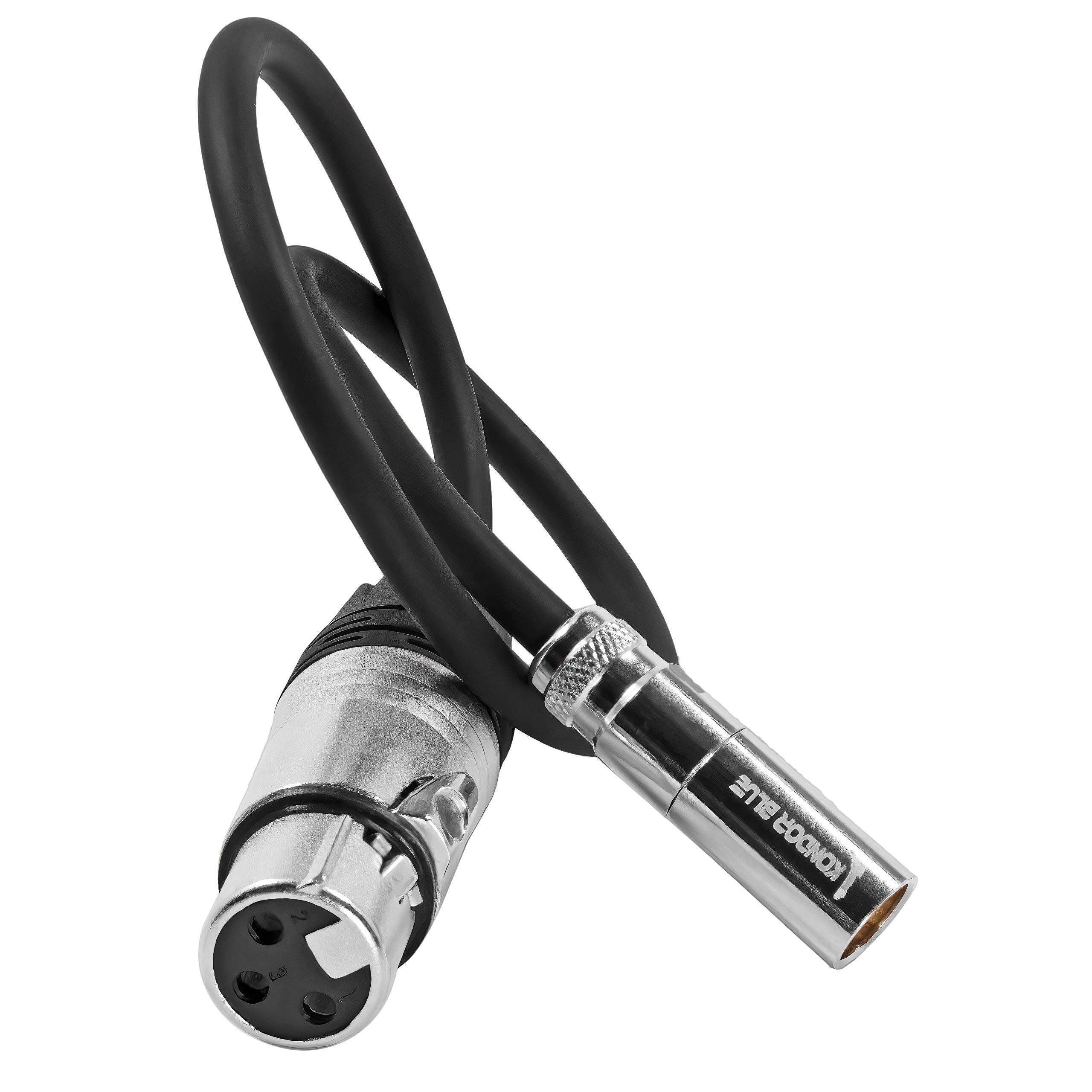 KONDOR BLUE XLR Cable for Set and Studio Audio Recording and Playback (16" Inch, TA4M Mini XLR to XLR, Black)