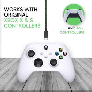 TALK WORKS Xbox Controller Charger Cord for Series X - 10' Nylon Braided USB C Charging Cable, Compatible w/Android Samsung Galaxy, PS5 (Pack of 2)