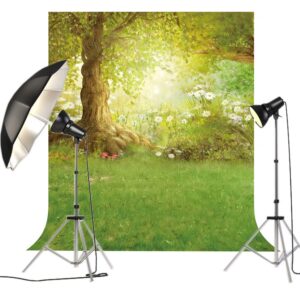 aosto 5x8ft easter photography backdrop spring woodland green grass flower baby warm background xt-3992