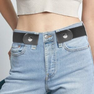 YUNDUOJIA Buckle Free Belt for Women Men, Black Elastic Waist Adjustable Stretchy Invisible Buckleless Belt for Jeans Pants Shorts