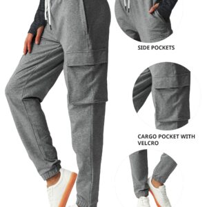 SPECIALMAGIC Women's Cargo Sweatpants Cotton Athletic Joggers 4 Pockets Sporty Pants Heather Grey Medium