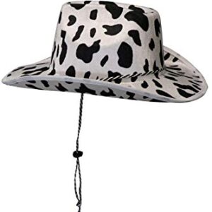 PrideAhead Cowboy Hat Fun Cow Print Hat – Unisex Black and White Cowboy Hat (1)