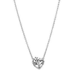 Pandora Jewelry Heart Family Tree Cubic Zirconia Necklace in Sterling Silver, 19.7", No Box