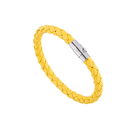 Colorful Simulated Leather Bangle Handmade Couple Braided Friendship Bracelets Matching Relationship Wristanband Jewelry-Yellow