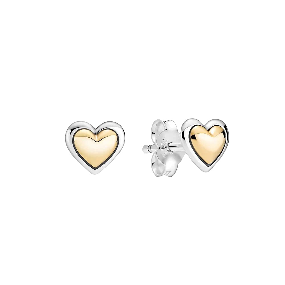 Domed Golden Heart Stud Earring