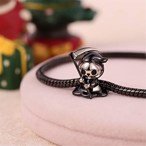 GNOCE Little Ghost Charm Bead Sterling Silver Black Plated Charm Fit Bracelet/Necklace For Women Wife