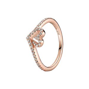 PANDORA Sparkling Wishbone Heart Ring