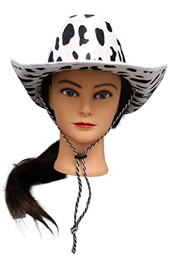 PrideAhead Cowboy Hat Fun Cow Print Hat – Unisex Black and White Cowboy Hat (1)