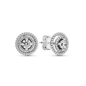 pandora sparkling double halo stud earrings - great gift for her - elegant women's earrings - sterling silver & cubic zirconia