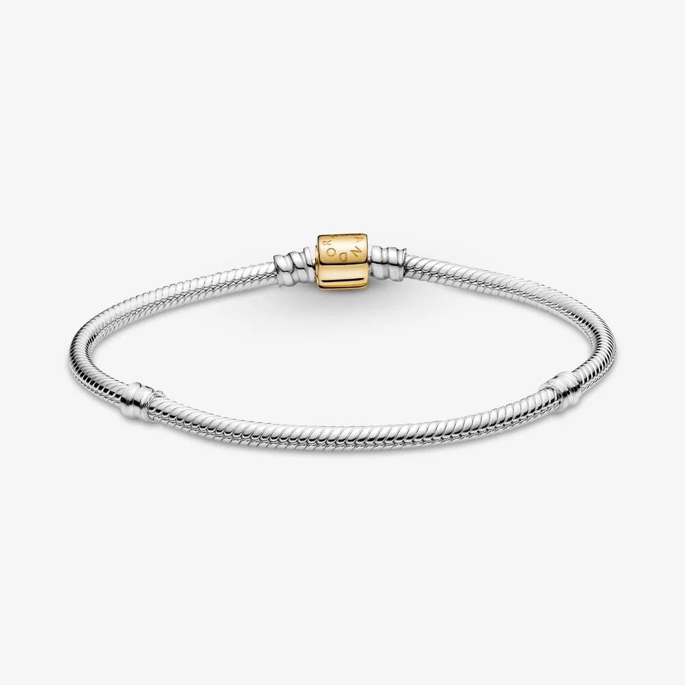 PANDORA Moments Two-tone Barrel Clasp Snake Chain Bracelet