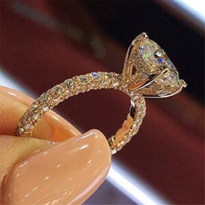 kuyiuif rose gold cubic zirconia promise rings grown halo engagement ring for women ideal engagement ring (8)