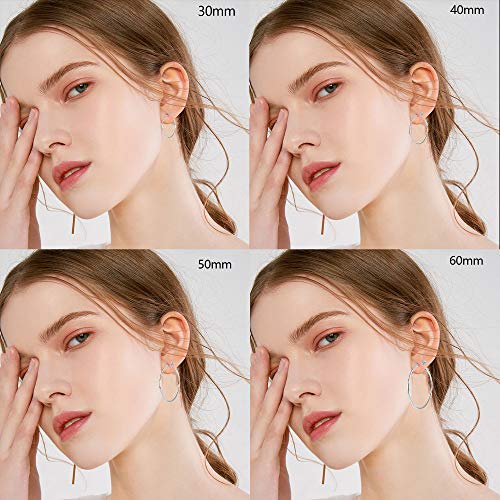 4 Pairs Silver Plated Hoop Earrings for Women Lightweight Hypoallergenic Silver Hoops Stainless Steel Hoop Earrings Loop Earrings Set