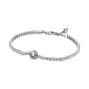 pandora sparkling halo tennis bracelet - silver bracelet for women - features sterling silver & cubic zirconia - gift for her - 7.1"