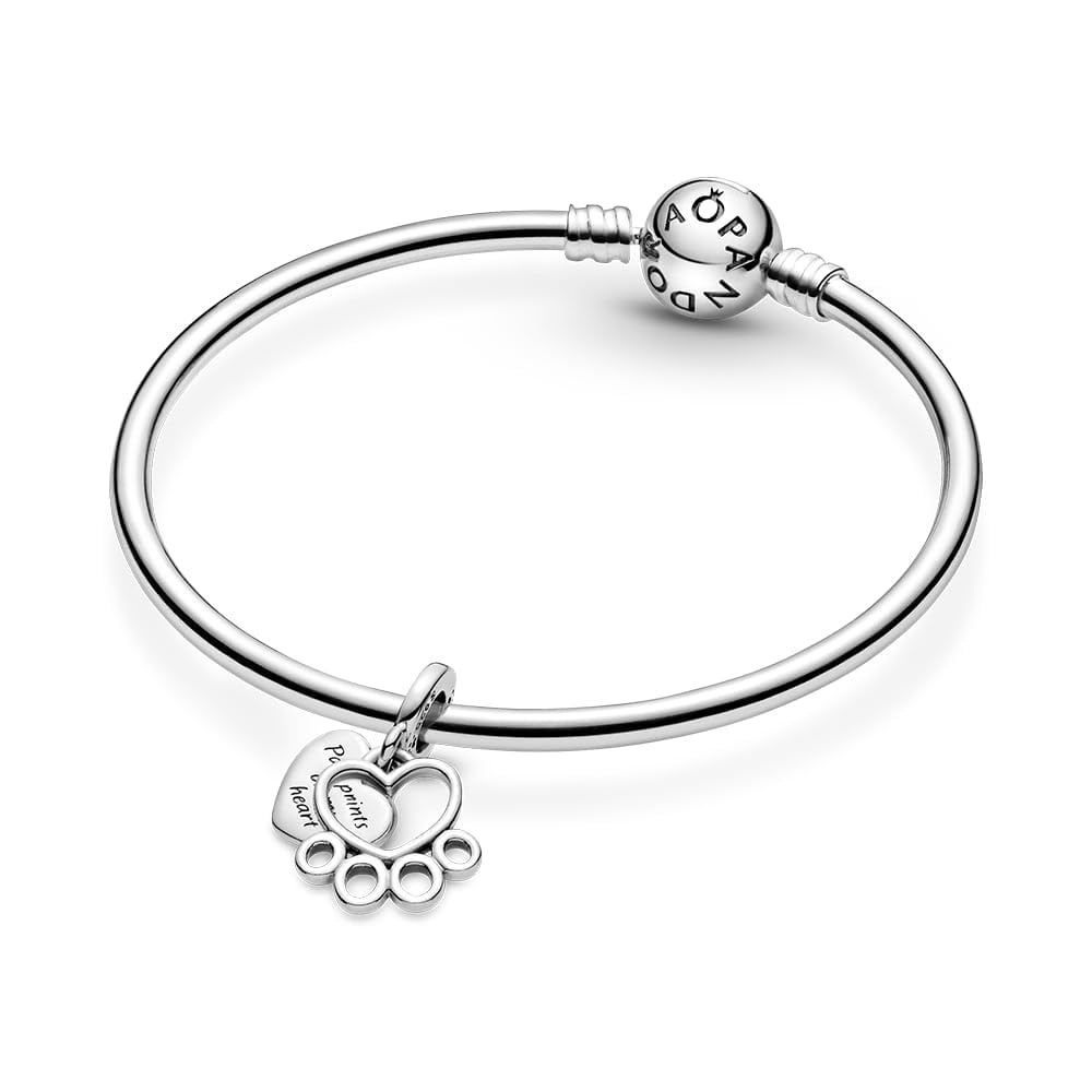 Pandora Hearts & Paw Print Dangle Charm - Compatible Moments Bracelets - Jewelry for Women - Gift for Women - Made with Sterling Silver