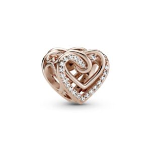 pandora sparkling entwined hearts charm bracelet charm moments bracelets - stunning women's jewelry - gift for women - made rose & cubic zirconia