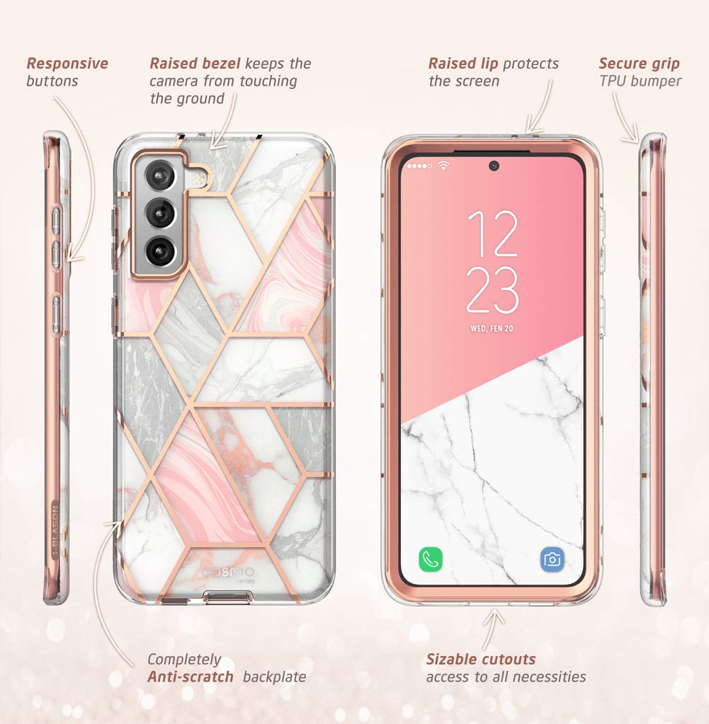 i-Blason Cosmo Series for Samsung Galaxy S21 Plus 5G Case, Slim Stylish Protective Case Without Built-in Screen Protector (Marble)