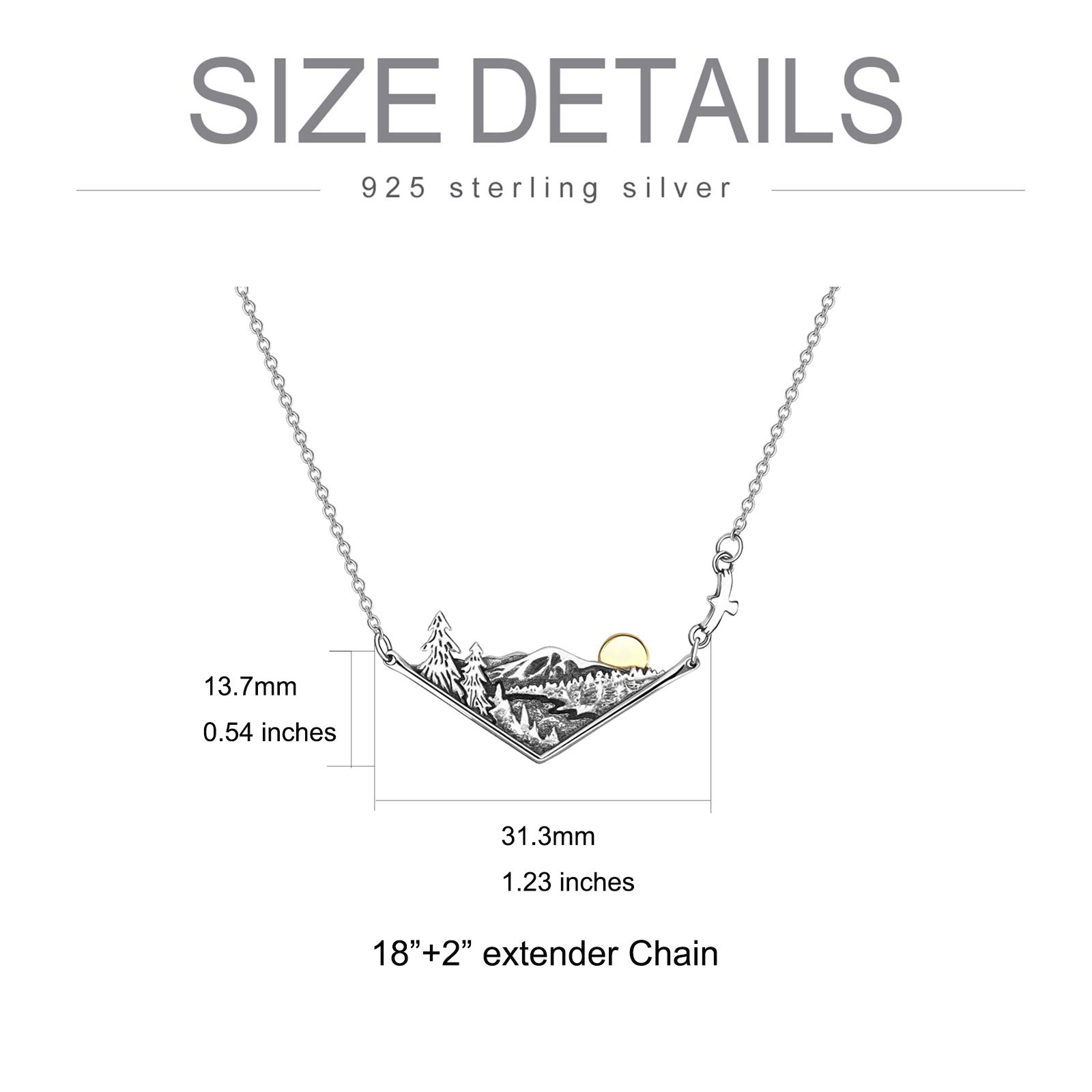 PELOVNY Mothers Day Gifts 3D Mountain Range Necklace for Women Sterling Silver Wandering River Mountain Valley Sunset Pendant Necklace Nature Jewelry Gift for Nature Lovers and Climbers