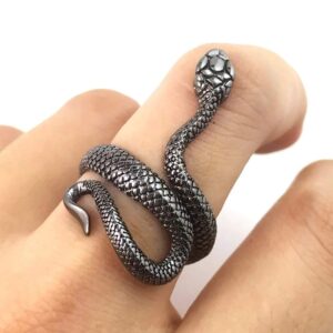 Mr.S Shop 1PCS Retro Punk Exaggerated Snake Ring Fashion Personality Stereoscopic Opening Adjustable Ring (Black)