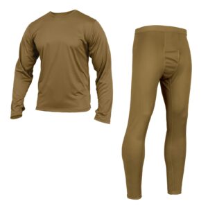 rothco ecwcs gen iii silk weight top & bottom set, coyote brown, l