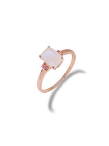 yotreasure 1.72 cts moonstone pink sapphire solid 10k rose gold princess ring jewelry