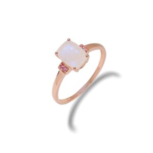 YoTreasure 1.72 Cts Moonstone Pink Sapphire Solid 10k Rose Gold Princess Ring Jewelry