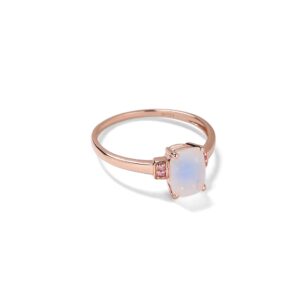 YoTreasure 1.72 Cts Moonstone Pink Sapphire Solid 10k Rose Gold Princess Ring Jewelry