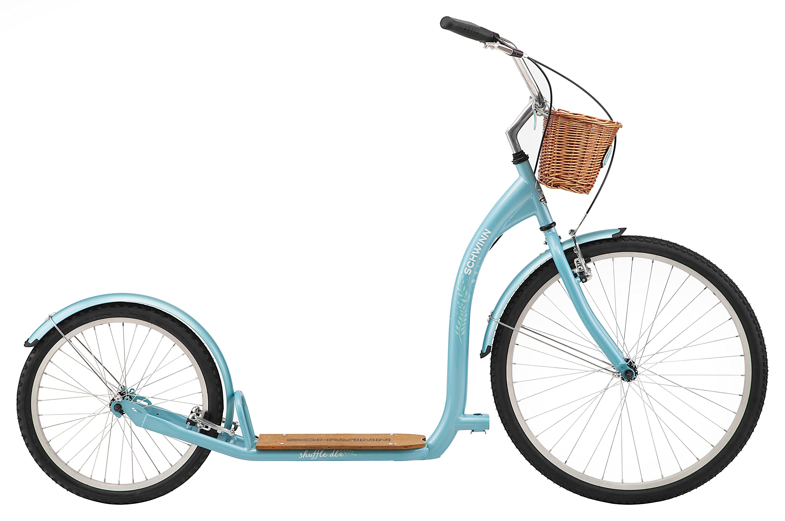 Schwinn Shuffle Deluxe Adult Scooter, 26-Inch Front Wheel, 20-Inch Rear Wheel, Alloy Linear Pull Brakes, Steel Frame, Teal