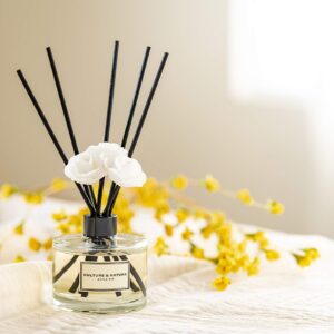 CULTURE & NATURE Reed Diffuser Set 6.7oz (200ml) Jasmine Scented Diffuser with Sticks Home Fragrance Reed Diffuser for Bathroom Shelf Decor