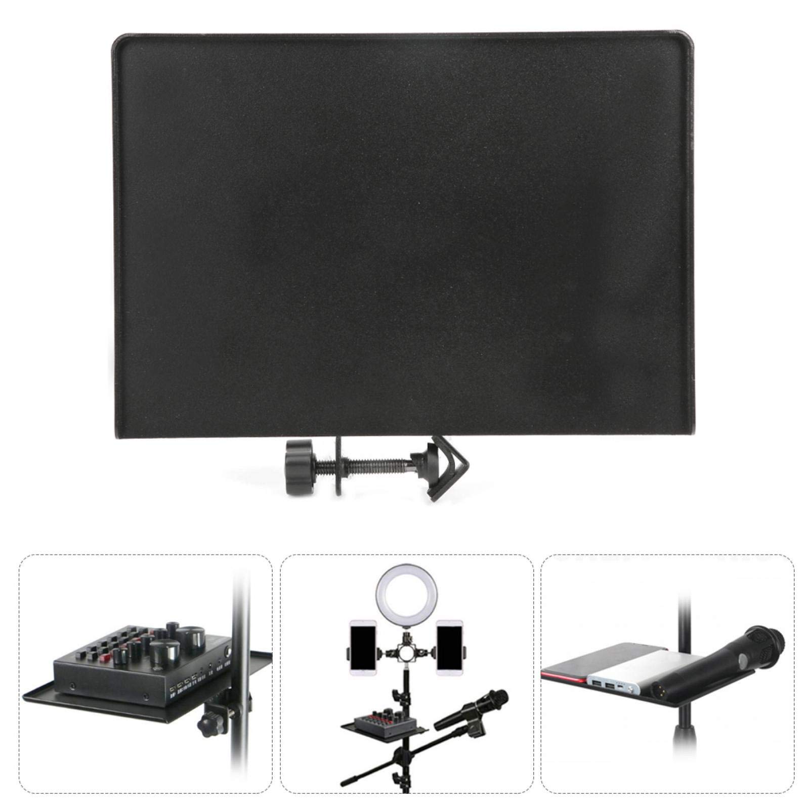 Mic Rack Stand Phone Holder, Multifunctional Microphone Stand Tray, Alloy Clamp-On Chat Room for Live Broadcast