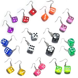 11 Pairs 3D Dice Earrings Funny Weird Aesthetic Cool Quirky Cute Kawaii Indie Earrings for Women