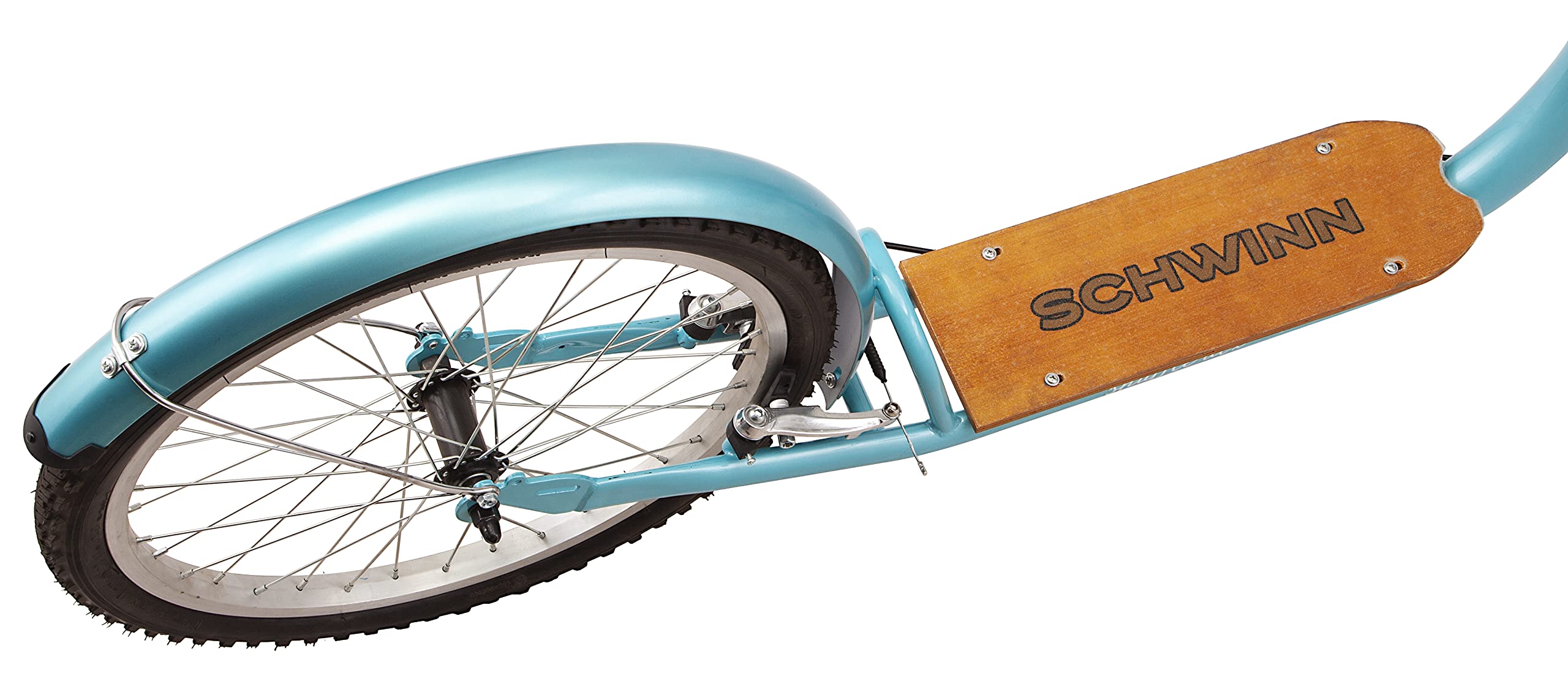 Schwinn Shuffle Deluxe Adult Scooter, 26-Inch Front Wheel, 20-Inch Rear Wheel, Alloy Linear Pull Brakes, Steel Frame, Teal