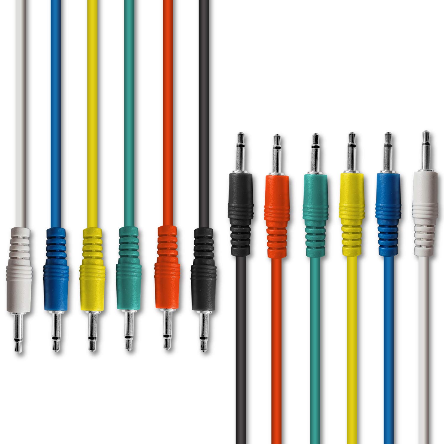 AxcessAbles 1/8 inch (3.5mm) TS to 1/8 inch (3.5mm) TS Unbalanced Mono Patch Cables | Modular Synth Cords | TS Audio Cables |Eurorack Synthesizer, Multi-Color 3.5mm TS Aux Cords 6 Pack (1.5ft)