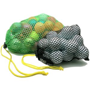 jkl sports mesh bags,durable drawstring bags,multi-purpose storage nets-bags for travel & golf balls, large & small combination net bags golf accessories (green & black drawstring pockets)