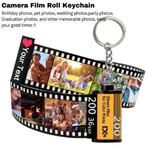 Yananka Personalized Camera Film Roll Keychain with Photo,Custom Personal Roll Keyring,Customized Pictures Gifts for Men Women (10 Photos)