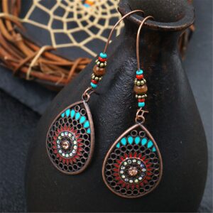 LAIMALA 7 Pairs Bohemian Vintage Dangle Earrings Retro Rhinestone Dangle Drop Earrings for Women