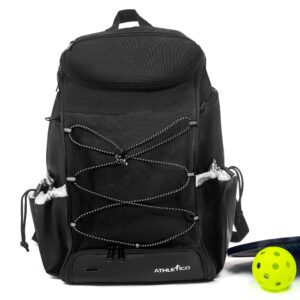 Athletico 35L Pickleball Backpack - Pickleball Bags for Men or Women Includes Pickleball Ball Holder (Black)