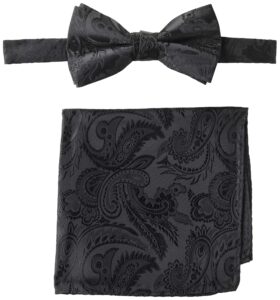 stacy adams mens classic pretied with pocket square bow tie, black, regular us