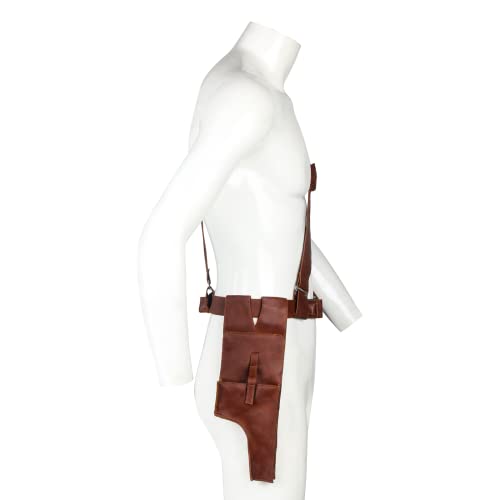 Han Solo Costume Belt Holsters Brown Leather Adjustable Shoulder Strap Waist for Adult Men Cosplay Halloween Accessory