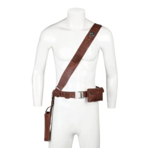 Han Solo Costume Belt Holsters Brown Leather Adjustable Shoulder Strap Waist for Adult Men Cosplay Halloween Accessory