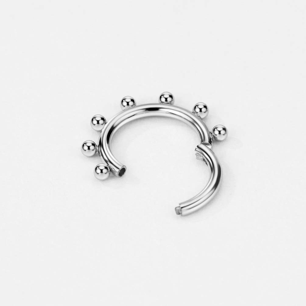 FANSING 316L Surgical Steel Septum Ring 16g 8mm Septum Jewelry 16 Gauge Beaded Septum Clicker 5/16" Septum Daith Piercing Jewelry