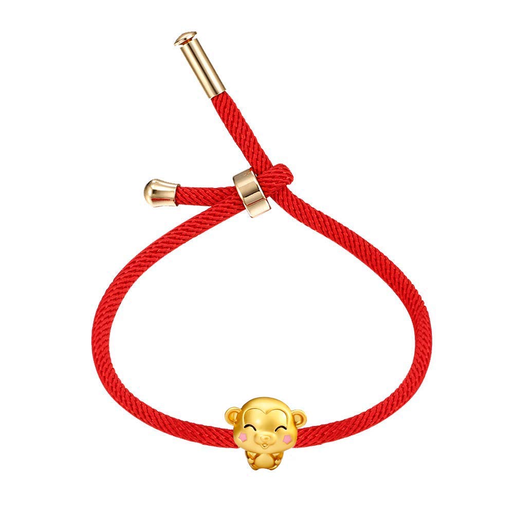 Vanski Chinese 12 Zodiac Animal Charm Bracelet for Women Adjustable Red Rope Bracelet Good Luck Symbol Jewelry (Zodiac -Monkey)