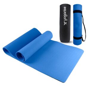 yogarise exercise mat for gym workout and flooring exercise long size 6 mm yoga mat for men & women (made in india) (royal blue, 6mm)