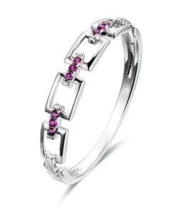 knbob women hollow round shape 0.06ct ruby ring 18k white gold promise wedding engagement bridal anniversary ring size 7.5