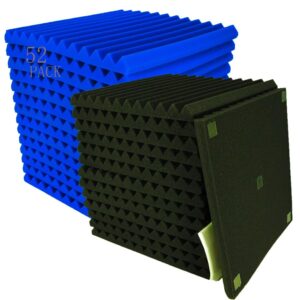 52 pack 12 "x 12 "x1" acoustic panels studio soundproofing foam, (24blue+24black')