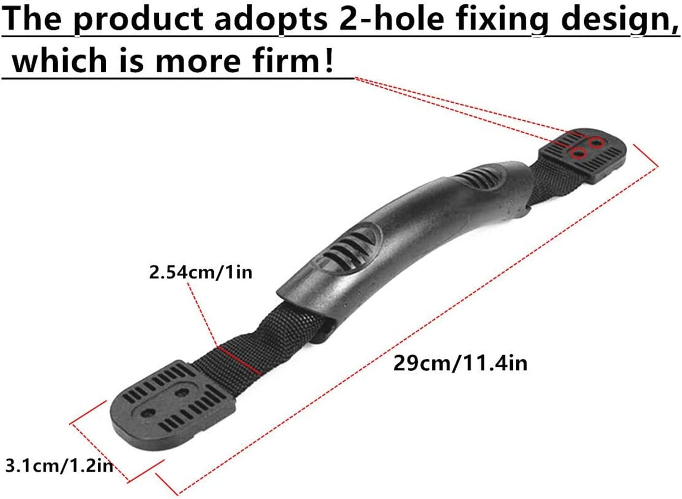 HDCBMCDDM-US Kayak Handles, 4 Pack Double Hole with Hardware, Nylon 1.0inch Strap, 11.4in Length, for Ocean Kayak Lifetime Pelican Perception Canoe