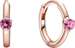 pandora pink solitaire huggie hoop earring